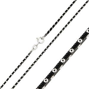 Silver 925 Black Rhodium Plated 4-Sided Snake Chain with Dots